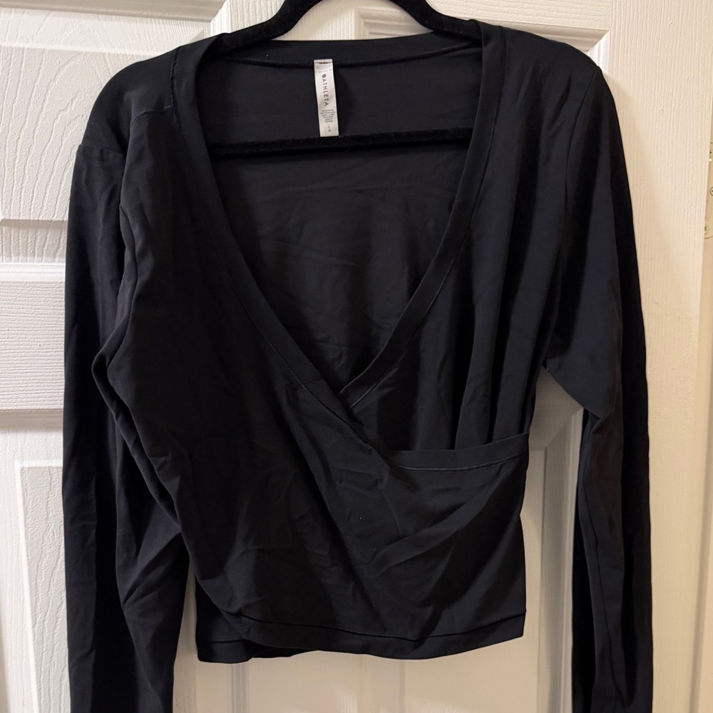 Athleta Black Long Sleeve Wrap Top